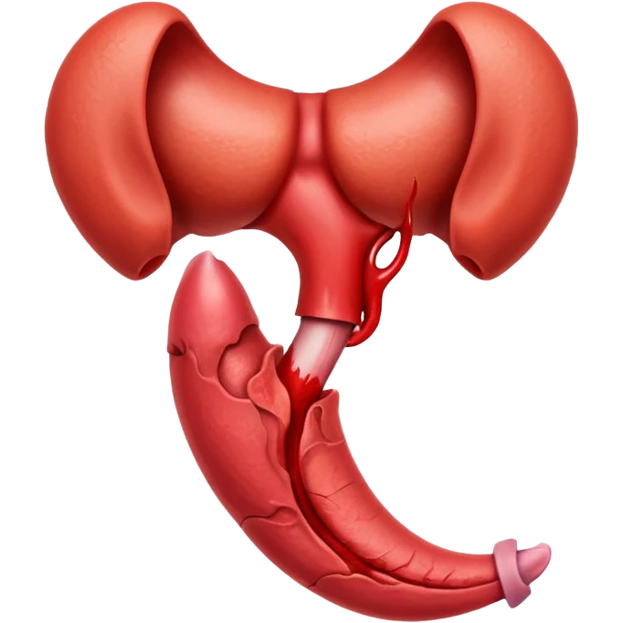 realistic anatomically shaped uterus with visible blood, emoji style emoji