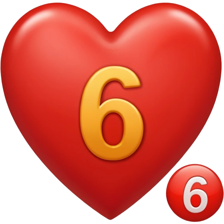 Red heart with 6 in it emoji