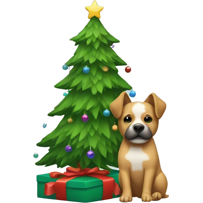 Dog with a Christmas tree emoji