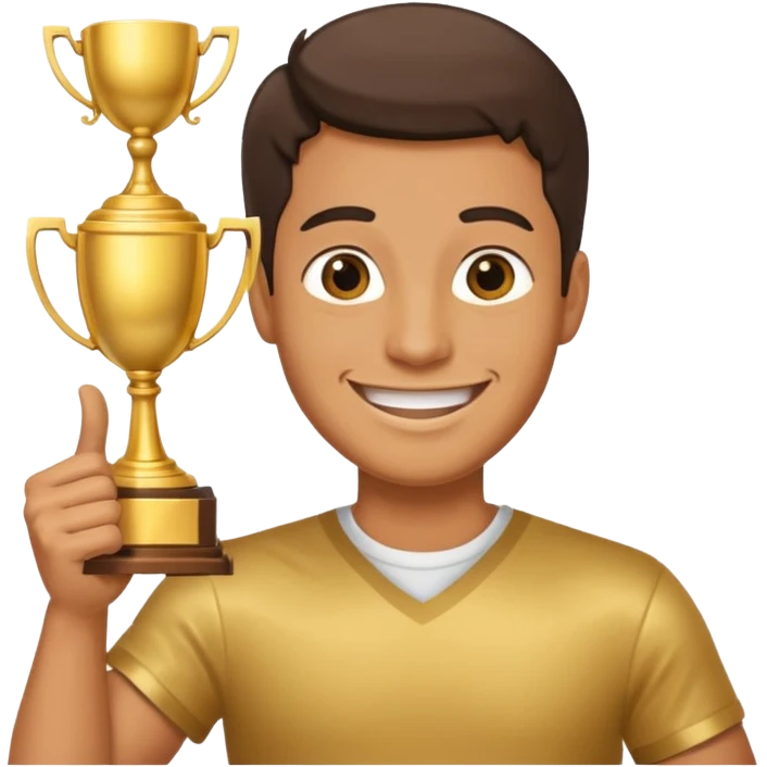 man raising a trophy emoji