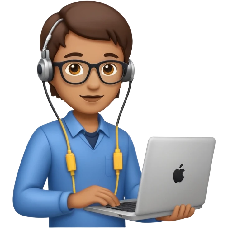 emoji style character representing an IT Specialist holding a laptop or network cable emoji