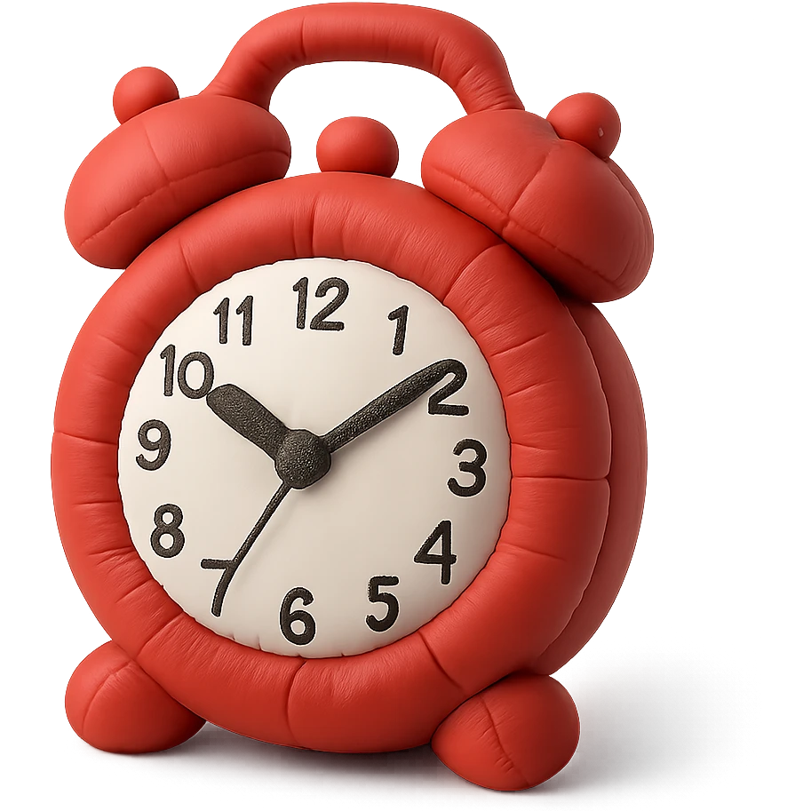red vintage alarm clock emoji