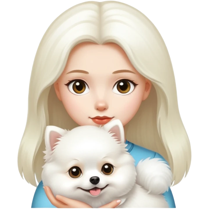 Girl Burnett with a white Pomeranian  emoji