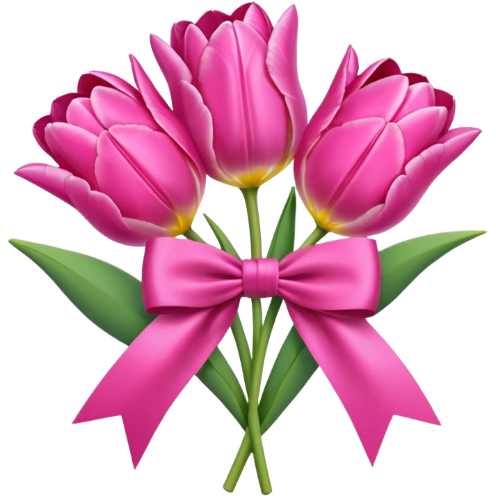Pink tulips with a bow emoji