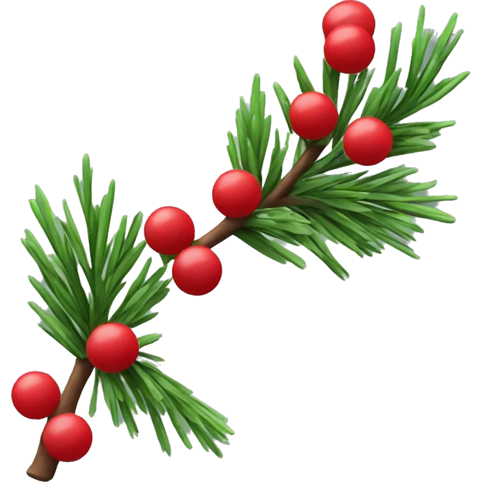 Pine branch with red berries emoji