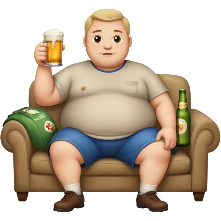 fat guy on couch with beer but very simple that i can use as background emoji