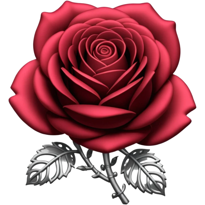 Black and silver filigree rose, 3D, extremely detailed design emoji