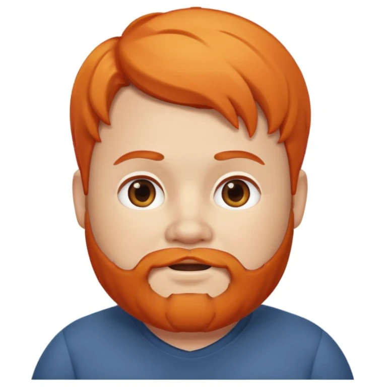 Memoji-style emoji, chubby-cheeked character with orange hair and beard, friendly expression emoji