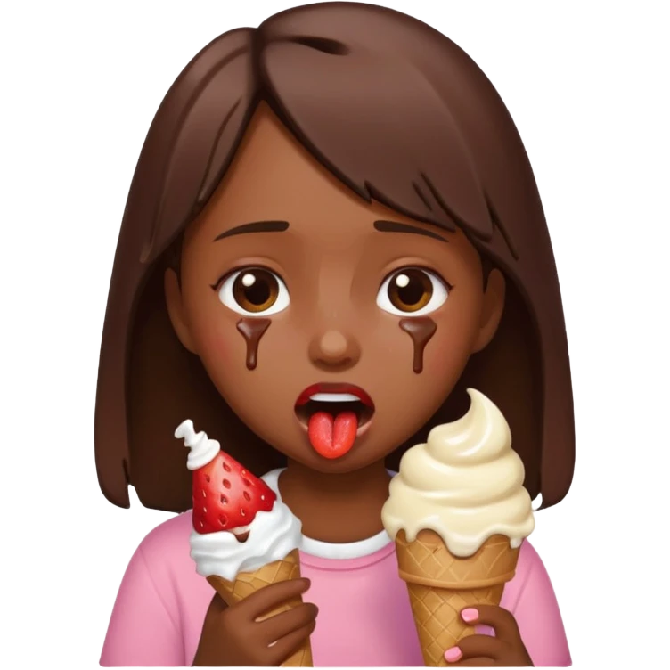a crying girl with ice cream   emoji