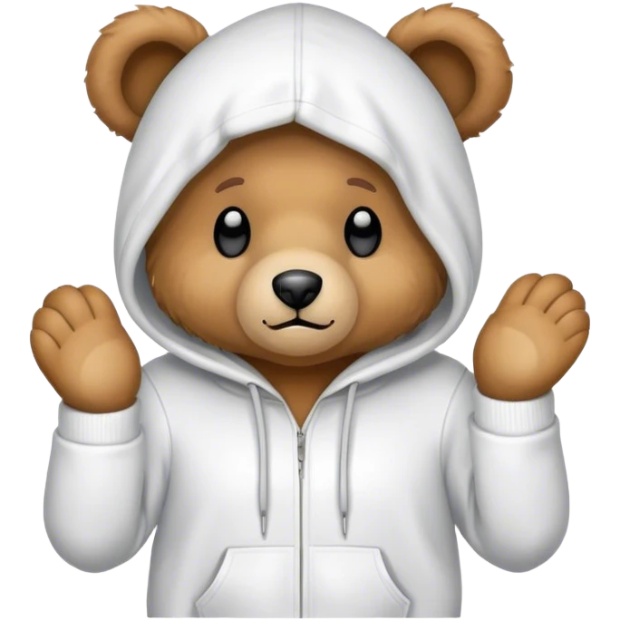 Teddy bear with white hoodie  emoji