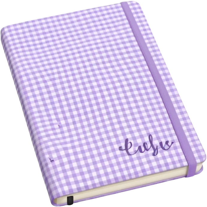 Cute  journal cover, pastel purple gingham pattern
Handwritten feminine typography, soft aesthetic, cozy girl vibe
Clean product mockup, minimal shadows, lifestyle stationery style emoji