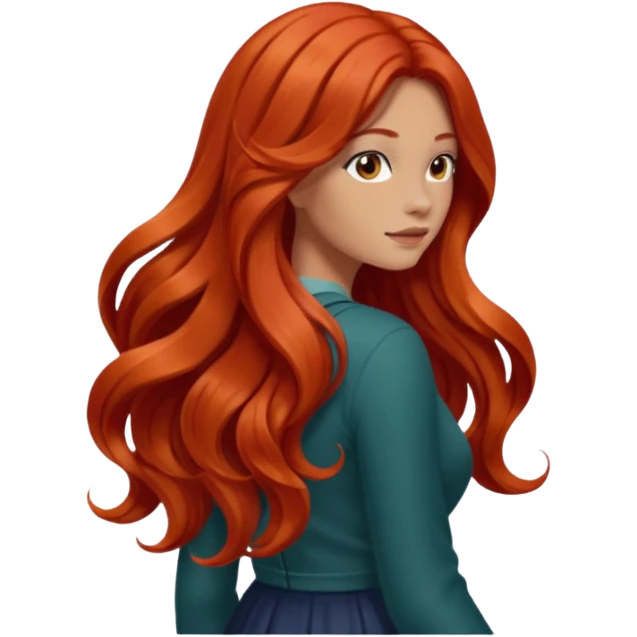 back view of long red hair emoji