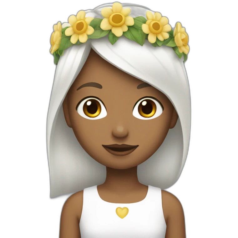 Fille blanche avec une couronne de fleur emoji