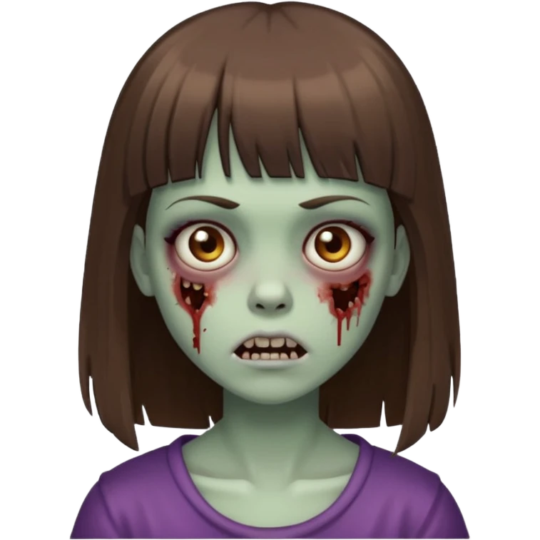 a zombie girl with bangs and straight brown hair  emoji