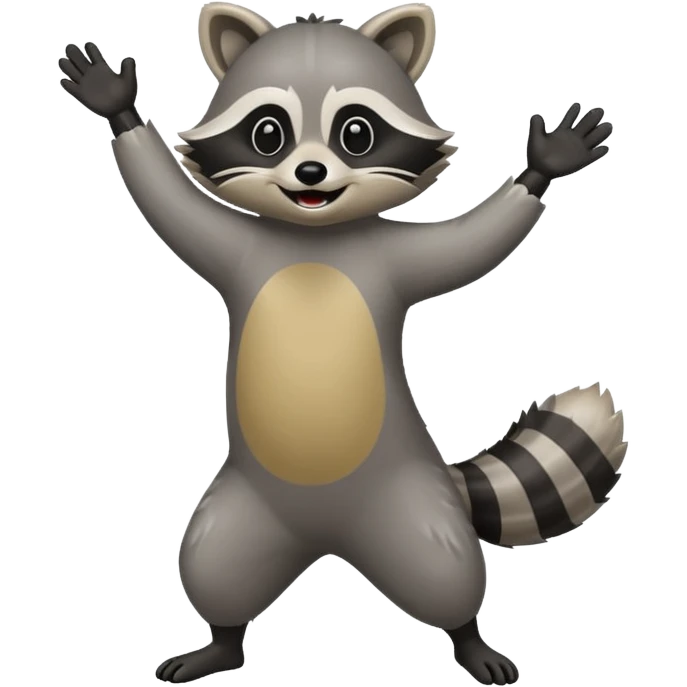 a full body raccoon celebrating / dancing  emoji