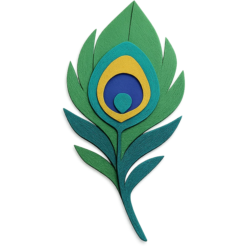 peacock feather in paper craft style emoji