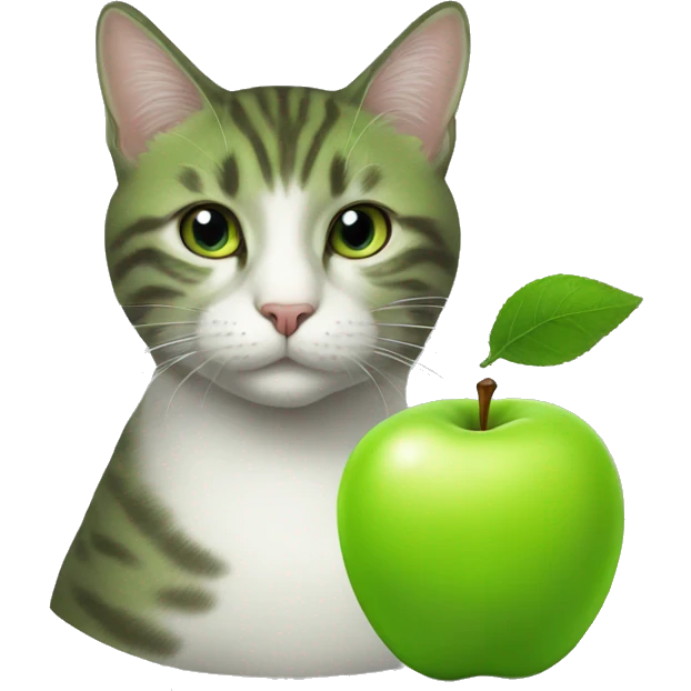 green apple, cat emoji