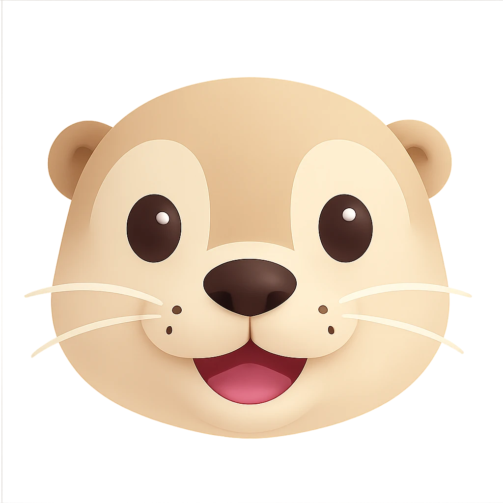 Show only the face of a cream color otter, keep it cute and simple, no background, clean isolated face portrait, minimalistic style. emoji