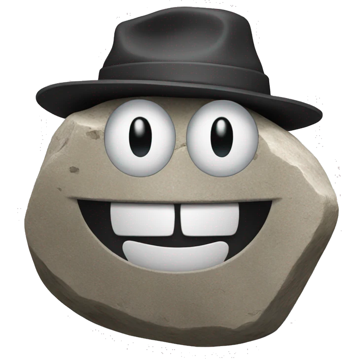 Rock smiling with hat emoji