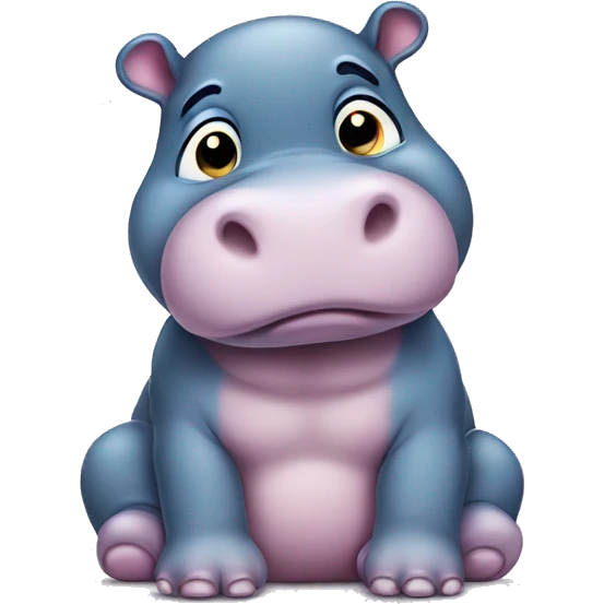 Sad cute baby hippo emoji
