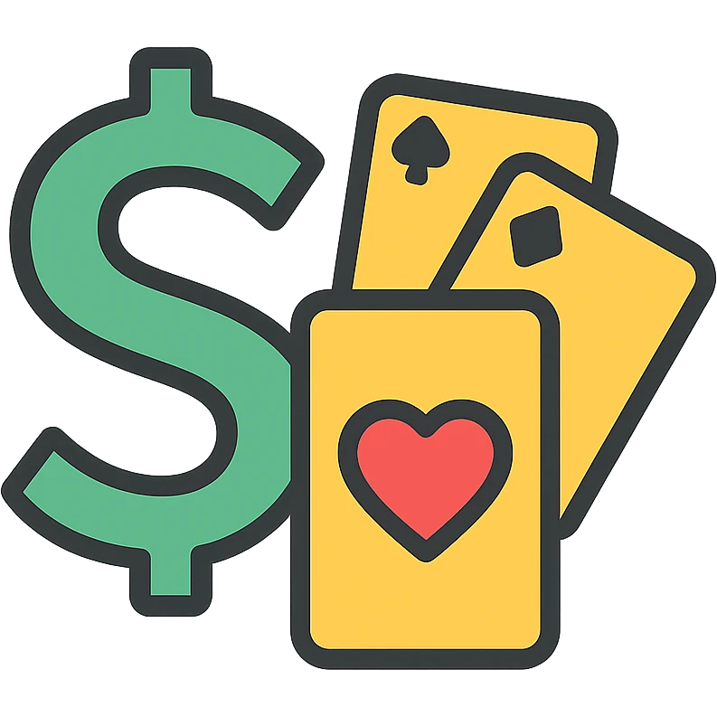 betting-themed logo with a stylized dollar sign and playing cards, modern look emoji