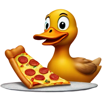 Duck eating pizza emoji