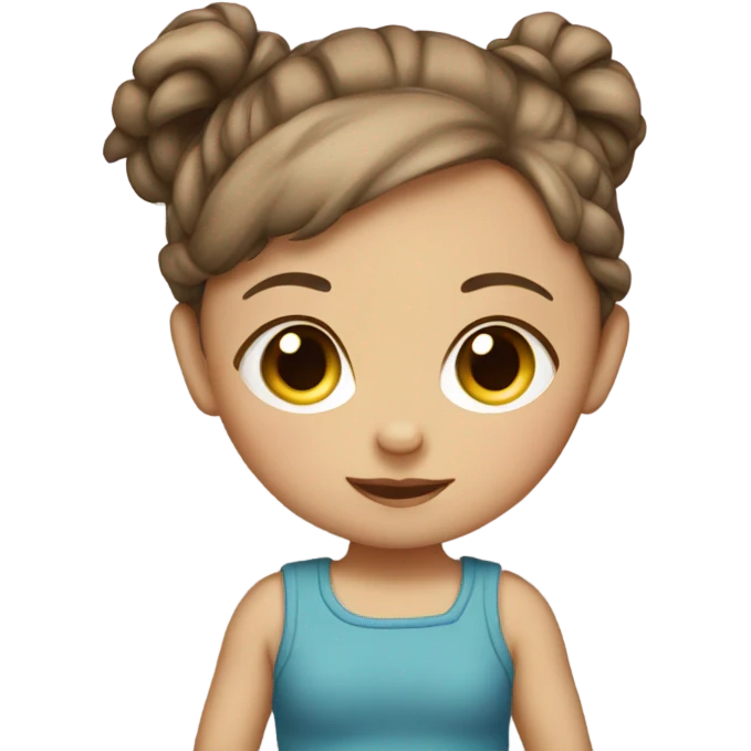 BROWN HAIR WHITE BABY GIRL WITH PONYTAILS emoji