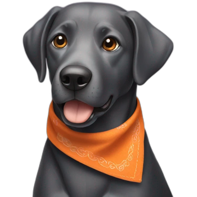black dog with orange bandana around neck emoji