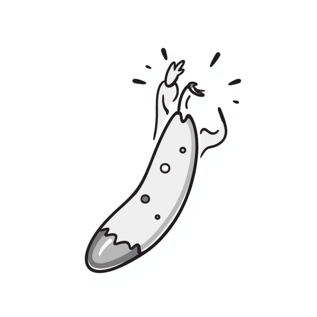 hand drawn doodle of a rubber penis emoji