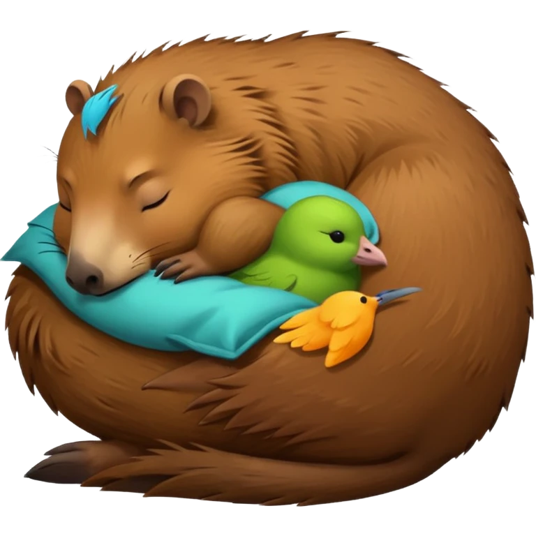 capybara sleeping peacefully with a bird emoji