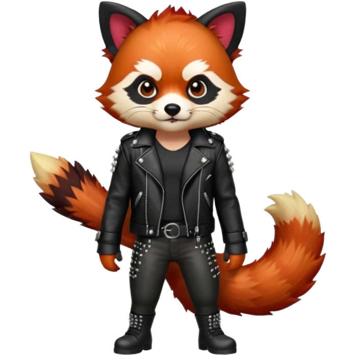full body punk red panda with red roots and black hair emoji