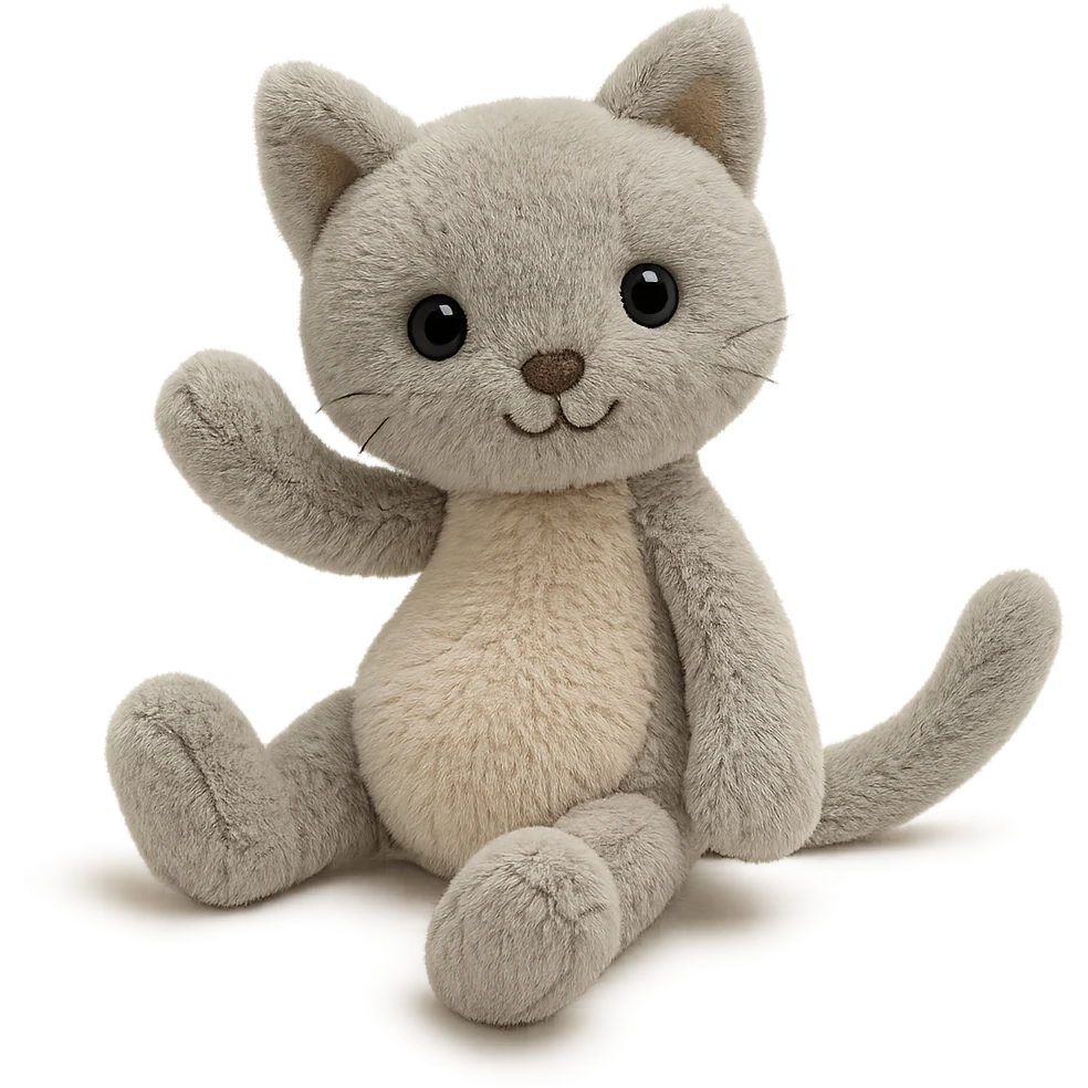 cute jellycat plushie, soft and cuddly, big eyes, gentle smile, in a playful pose emoji