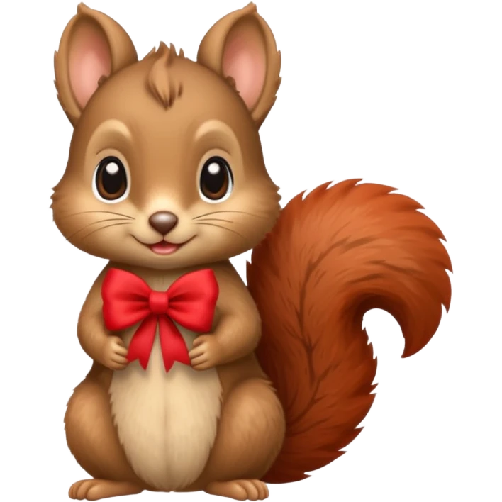 baby squirrel with a tiny red bow emoji