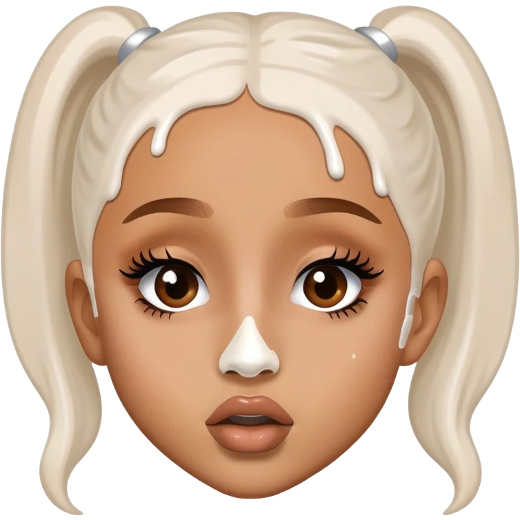 ariana grande with white paint all over face and mouth emoji