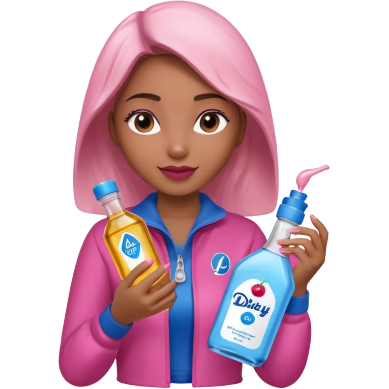 bottle of oil blue top pink outside with logo that says Diddy Party oil Johnson and Johnson  brand with a smiling girl berry on top emoji