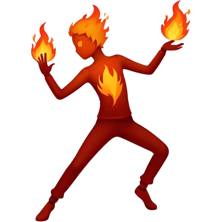 Stick figure dancing on fire emoji