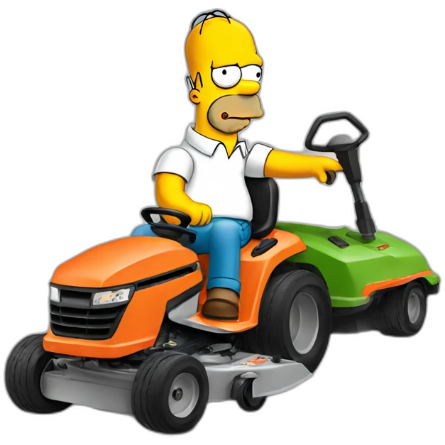 Homer Simpson riding a lawnmower emoji