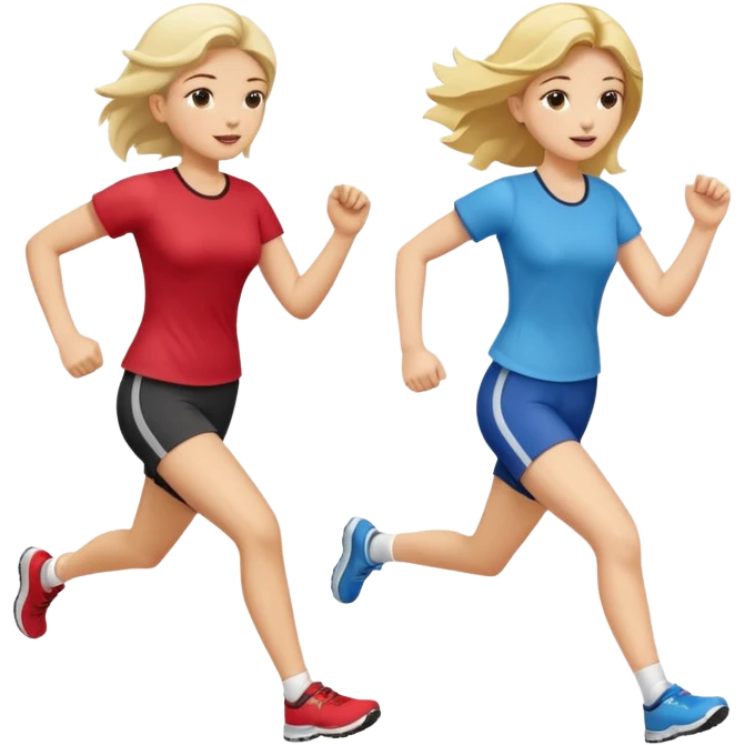 I want 2 women holding hands running in same direction, one is brunette, one is blonde emoji
