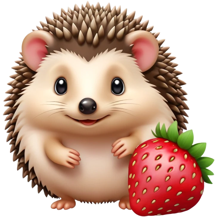 Cute hedgehog with a strawberry emoji
