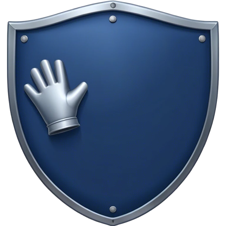 a navy blue shield with a iron glove  emoji