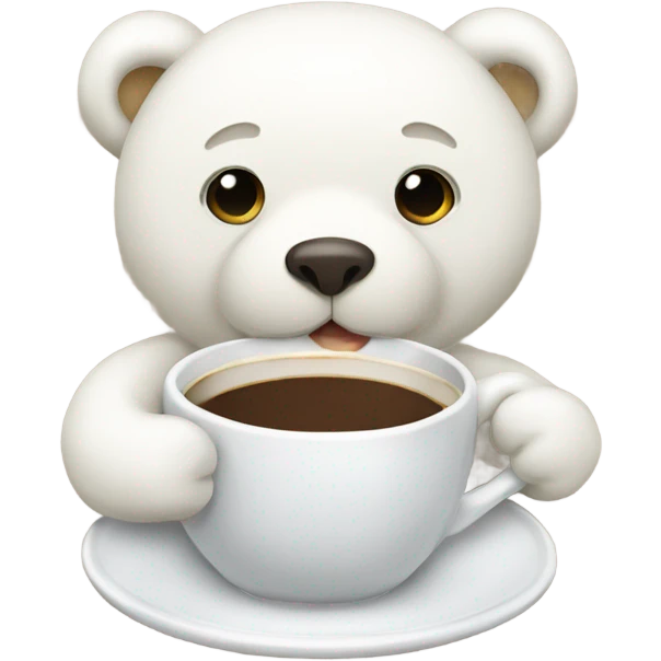 White teddy bear drinking coffee  emoji