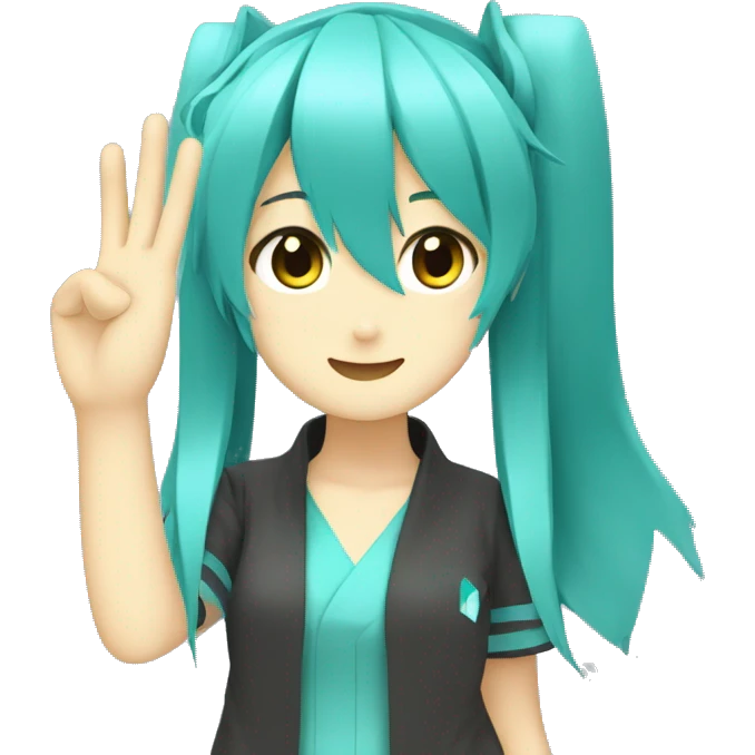 Hatsune Miku waving emoji