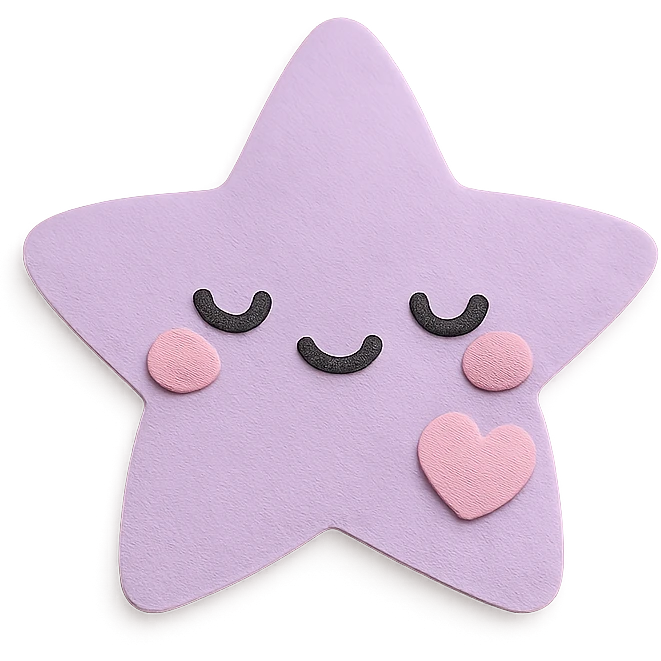 cute pastel purple star with a tiny pastel heart, no limbs, full body, kawaii paper craft style emoji