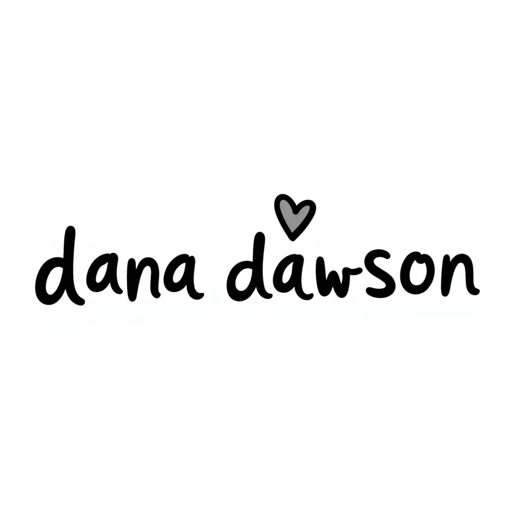 'Dana Dawson' name in a playful and informal hand-drawn doodle style emoji