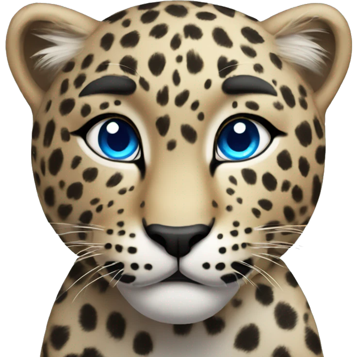 Cute Leopard with blue eyes and emoji