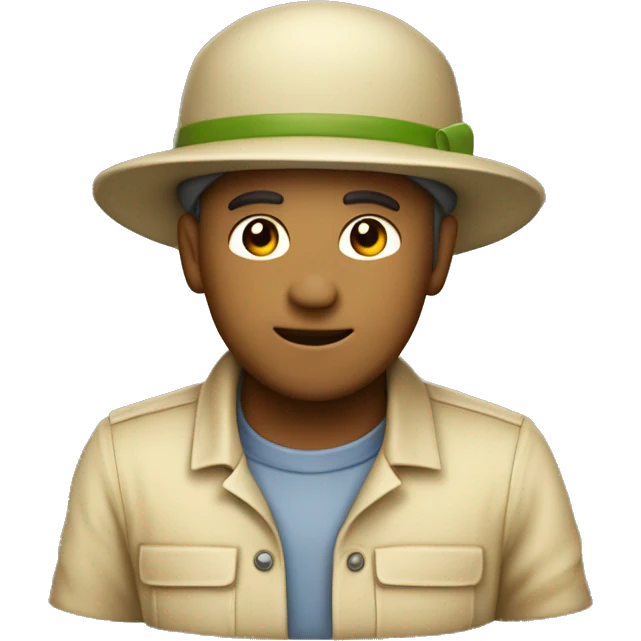 gardener pith helmet beige jackt emoji