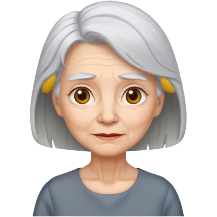 elderly woman white hair and gray dress emoji
