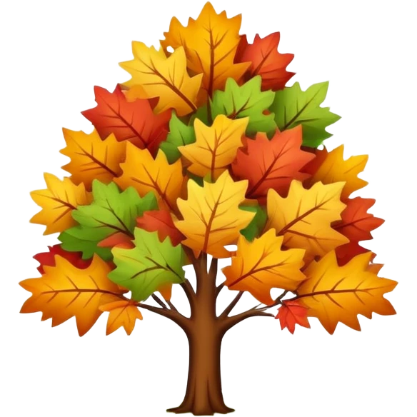tree in the fall with colorful autumn leaves emoji