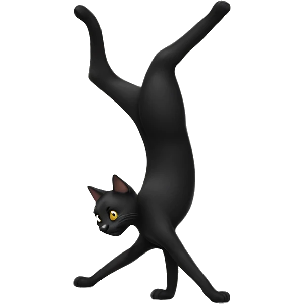 black cat doing a hand stand emoji