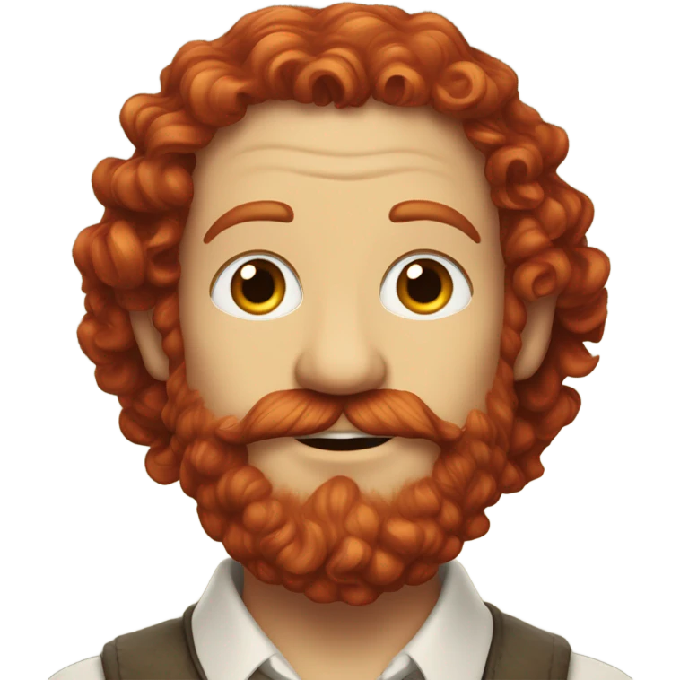 Hobbit with red curly hair and a van dyke beard emoji